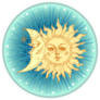 Sun And Moon With Face Stylized As Engraving Boho Sticker