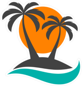 Sun and Palm Trees Island Sticker
