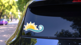 Sun And Sea Sticker on a Rear Car Window (New) example