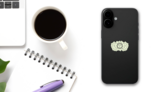 Sun And Two Moons Celestial Sticker on a Phone (New) example