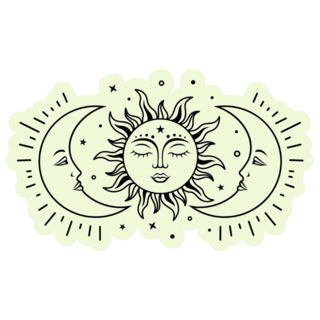 Sun And Two Moons Celestial Sticker