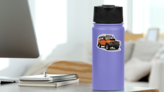 Sun Orange Heavy Off Road Vehicle Sticker on a Water Bottle (New) example