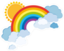 Sun Shining Behind A Rainbow With Clouds Sticker