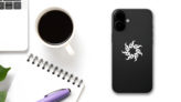 Sun With Flames Sticker on a Phone (New) example