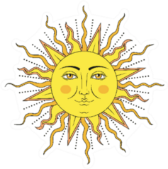Sun With Human Face Symbol Bohemian Sticker