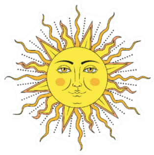 Sun With Human Face Symbol Bohemian Sticker