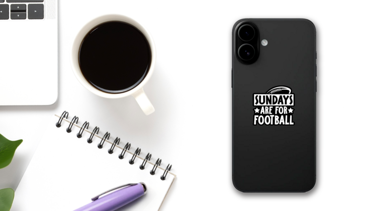 Sundays Are For Football Sticker on a Phone (New) example