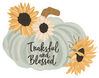 Sunflower And Pumpkin Thankful And Blessed Sticker