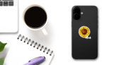 Sunflower Artwork Sticker on a Phone (New) example
