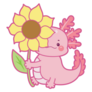Sunflower Axolotl Sticker
