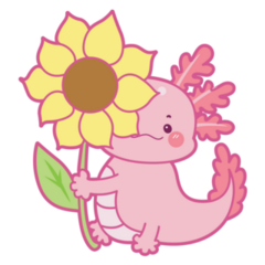 Sunflower Axolotl Sticker