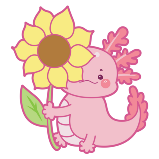 Sunflower Axolotl Sticker
