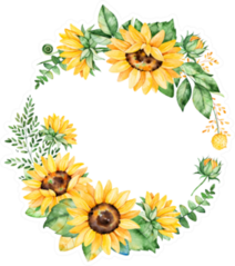 Sunflower Floral Wreath Sticker