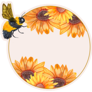 Sunflower Frame And Cute Bee Sticker