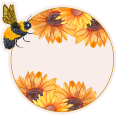 Sunflower Frame And Cute Bee Sticker