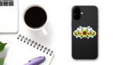 Sunflowers Bouquet With Wild Flowers Sticker on a Phone (New) example