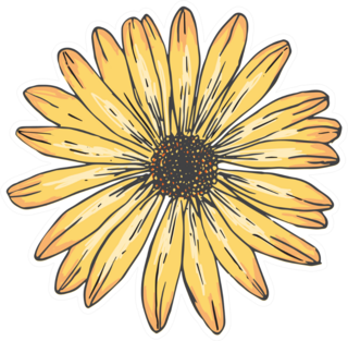 Sunflowers Line Art Illustration Sticker