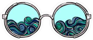 Sunglasses Reflecting Waves Sticker