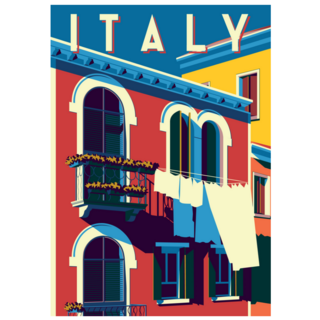 Sunny Summer Day In Italy Illustration Sticker