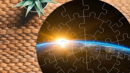 Sunrise Behind Earth Circle Puzzle