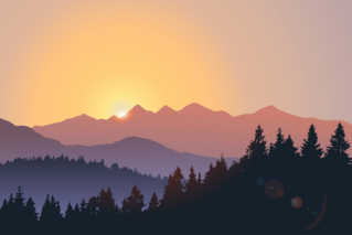 Sunrise Behind Mountains Sticker