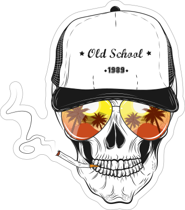 Sunrise Glasses Skull with Baseball Cap Sticker