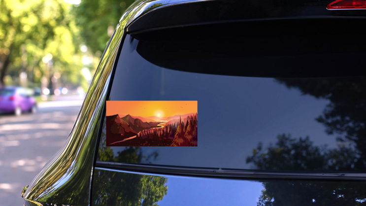Sunrise In The Beautiful Canadian Mountains Sticker on a Rear Car Window (New) example