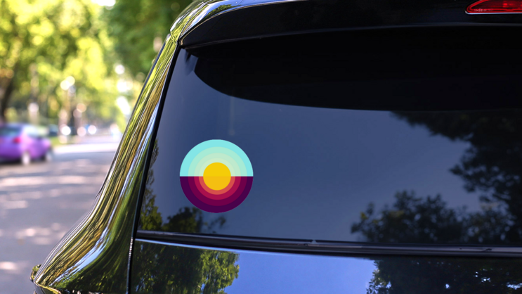 Sunrise Sunset Graphic Sticker  on a Rear Car Window (New) example