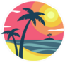 Sunrise With Palm Trees On a Tropical Island Sticker