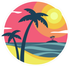Sunrise With Palm Trees On a Tropical Island Sticker