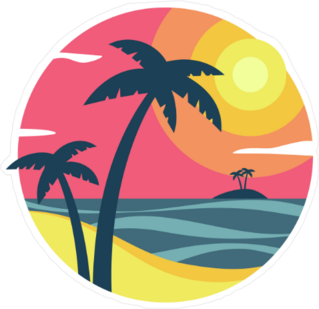 Sunrise With Palm Trees On a Tropical Island Sticker