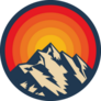 Sunset Above Mountain Peak Circle Sticker