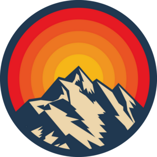 Sunset Above Mountain Peak Circle Sticker