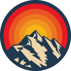 Sunset Above Mountain Peak Circle Sticker