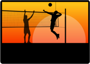 Sunset Beach Volleyball Players Sticker