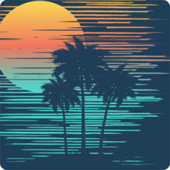 Sunset On Tropical Beach With Palm Tree Sticker