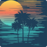 Sunset On Tropical Beach With Palm Tree Sticker