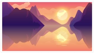 Sunset Over The Mountains On A Lake Sticker