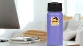 Sunset Wakeboarding Sticker on a Water Bottle (New) example