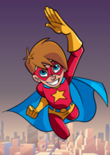 Super Boy Flying Above The City Sticker