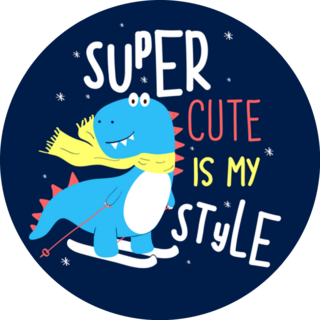 Super Cute Is My Style Skiing Dinosaur Sticker