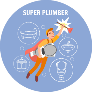 Super Plumber Illustration On Purple Sticker