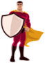 Superhero Holding Big Shield Sticker