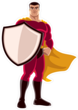 Superhero Holding Big Shield Sticker