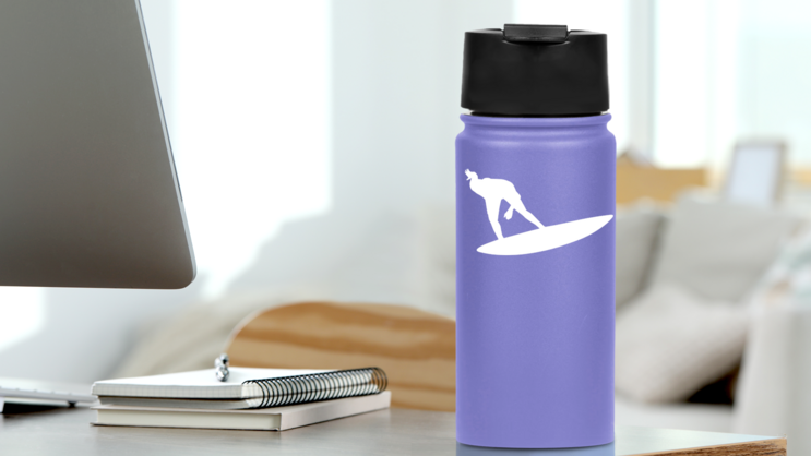 Surf Boarder Sticker on a Water Bottle (New) example