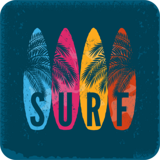 Surf Boards & Palm Leaves Sticker