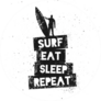 Surf Eat Sleep Repeat Motivational Quote Sticker