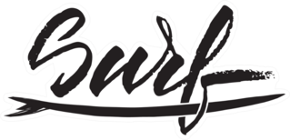 Surf Text With Surfing Board Sticker