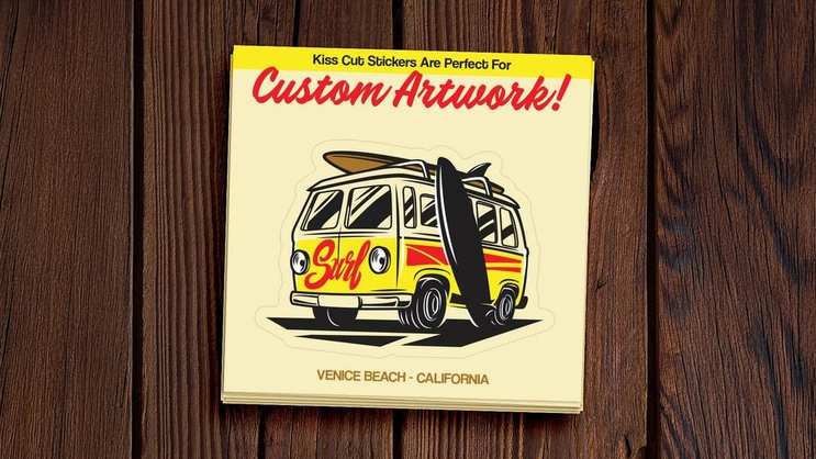 Surf Van Kiss Cut Sticker