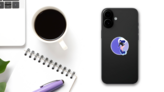 Surfer Girl on the Wave Sticker on a Phone (New) example